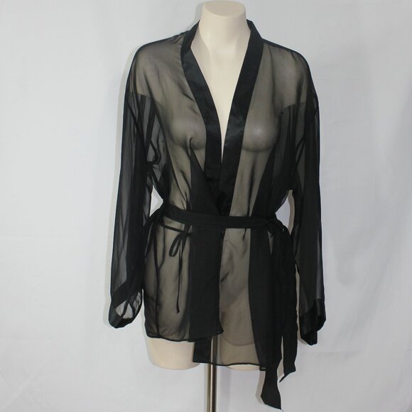 Marilyn Monroe by Warner's Womens  Black Sheet Dragon Embroidered Robe sz Medium - Picture 2 of 7